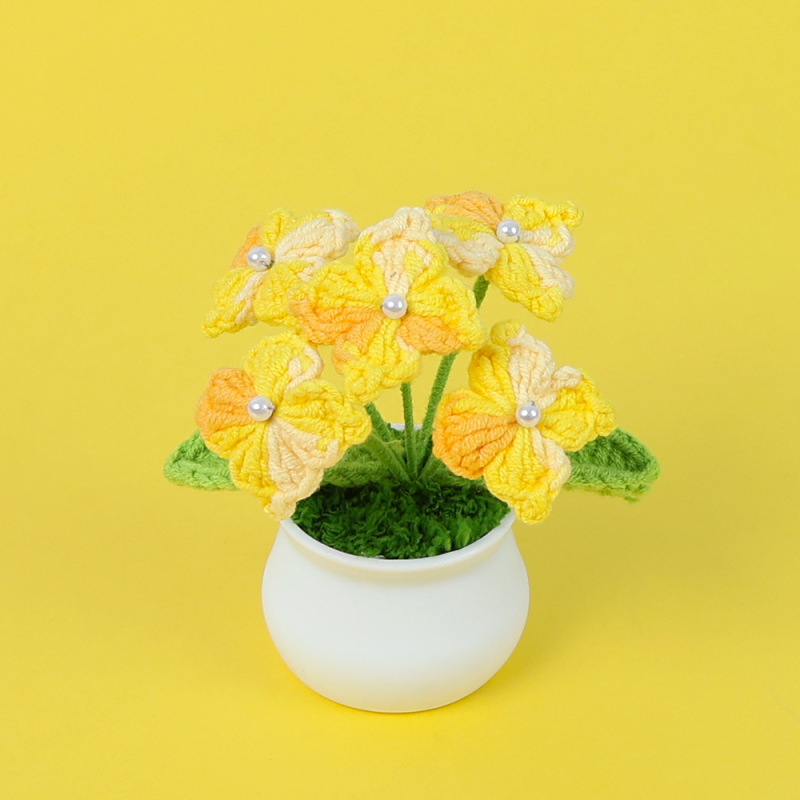 完成品クロスボーダー刺繍毛糸シミュレーション花盆栽ミニ手作りかぎ針編み車載デスクトップ小置物プレゼント卸売り|undefined