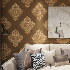 2021 European style three-dimensional flower imitation wallpaper, living room dark green fashionable TV background wallpaper