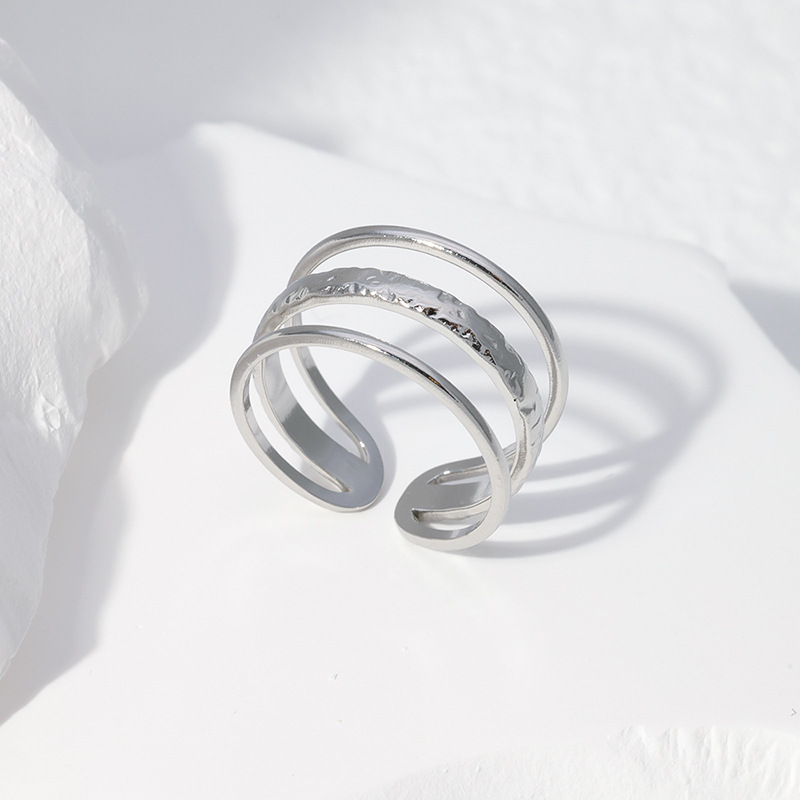 Retro Solid Color Stainless Steel Layered Rings