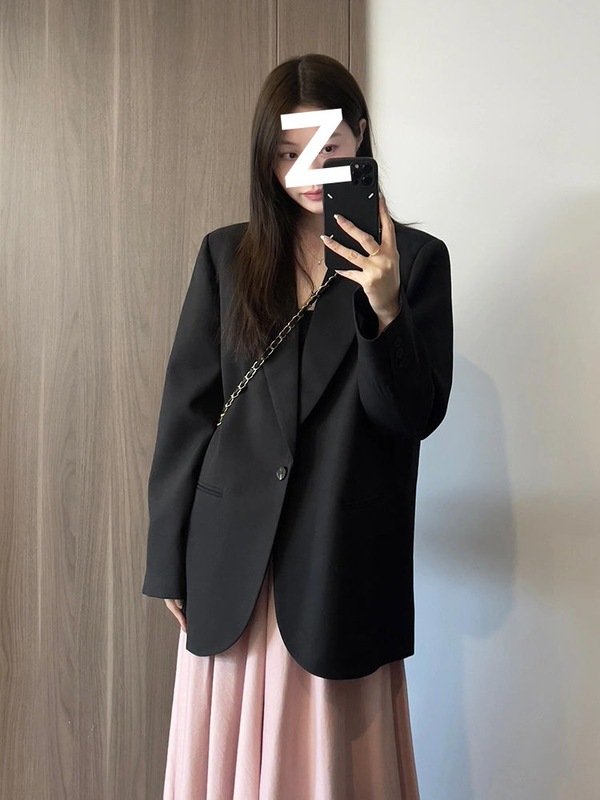 黑色小西装外套女2025春秋新款小个子高级设计感小众宽松休闲西服|undefined