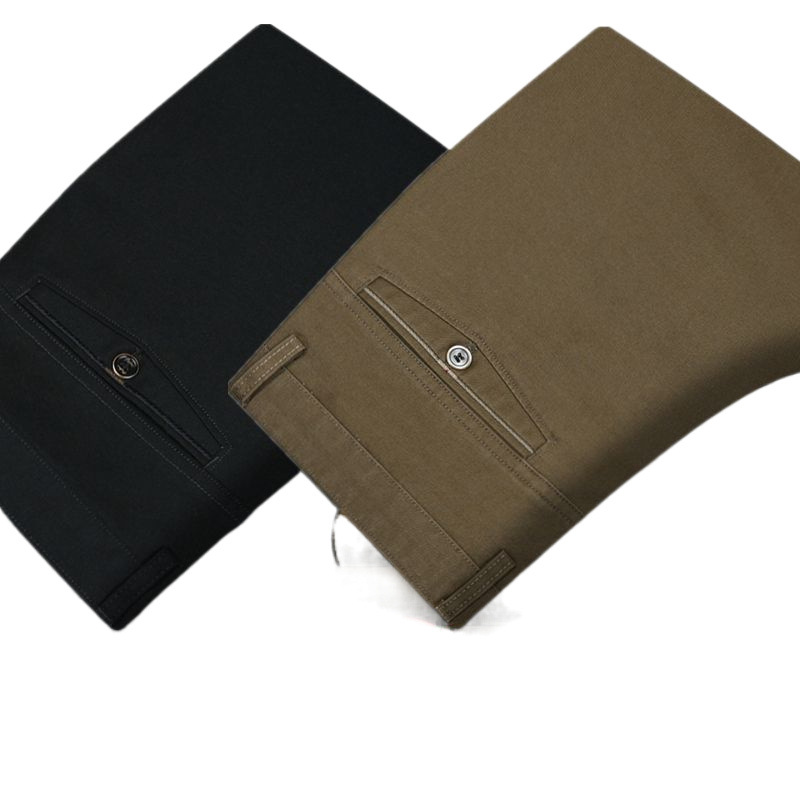 2 pantalones casuales de algodón de otoño e invierno para hombres de mediana edad y ancianos