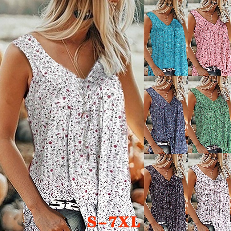 2026 New Foreign Trade Women's Clothing Amazon Summer Shirt Floral Vest Sleeveless T-shirt for Women European and American Style 2026 New Foreign Trade Women's Clothing Amazon Summer Shirt Floral Vest Sleeveless T-shirt for Women European and American Style