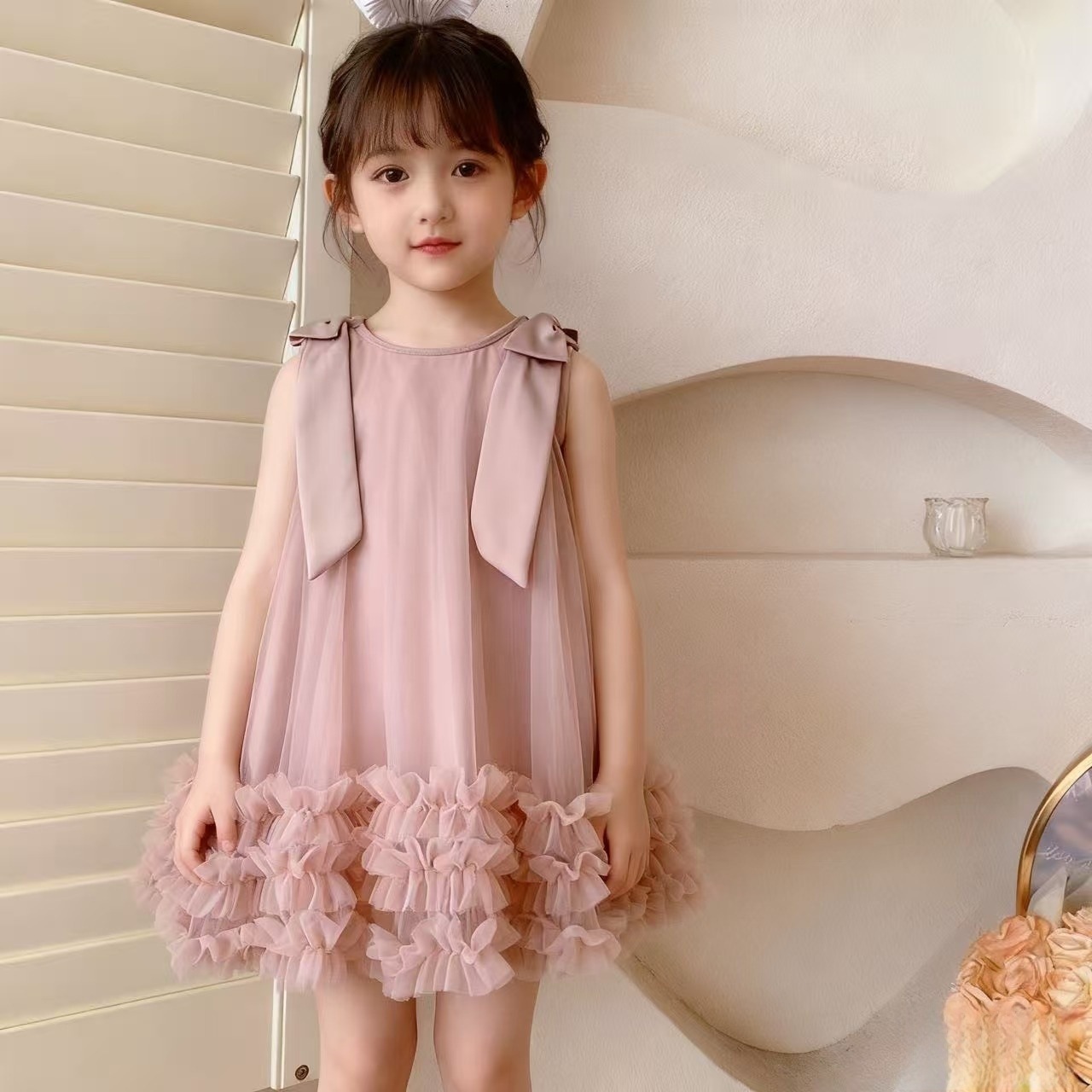 Children's summer small princess costume with bow