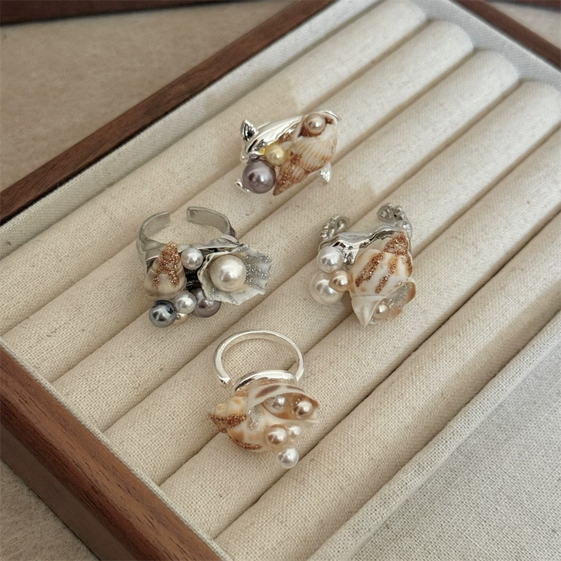 handmade marine ring (Marine) — дизайн ракушки жемчуга, один размер, стиль пляжа