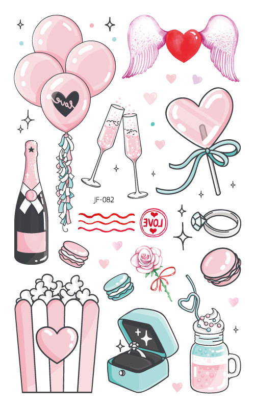 Nuevo Amazon impermeable brillo lindo Día de San Valentín tatuaje pegatinas niños oso vacaciones regalo tatuaje pegatinas