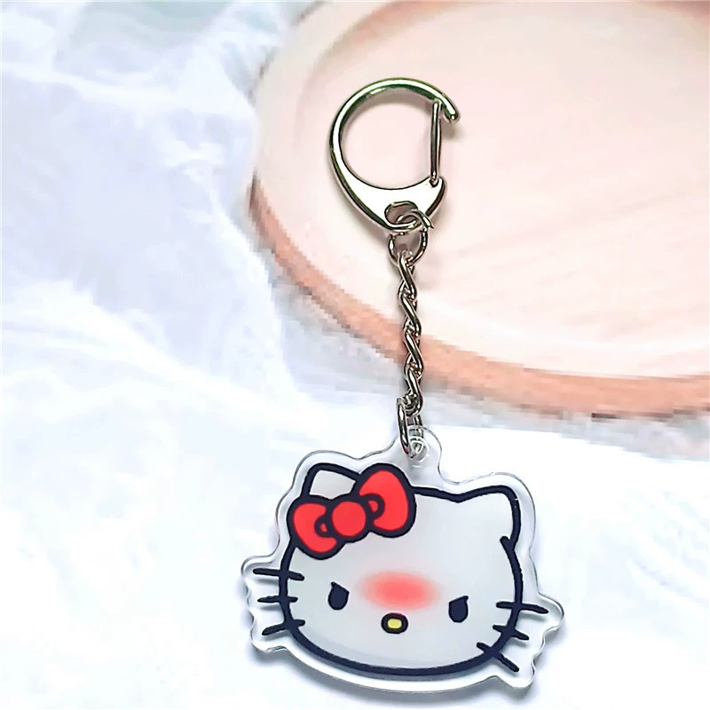Hello kitty, акриловый брелок, двусторонний аксессуар для сумки, милый подвес, оптом