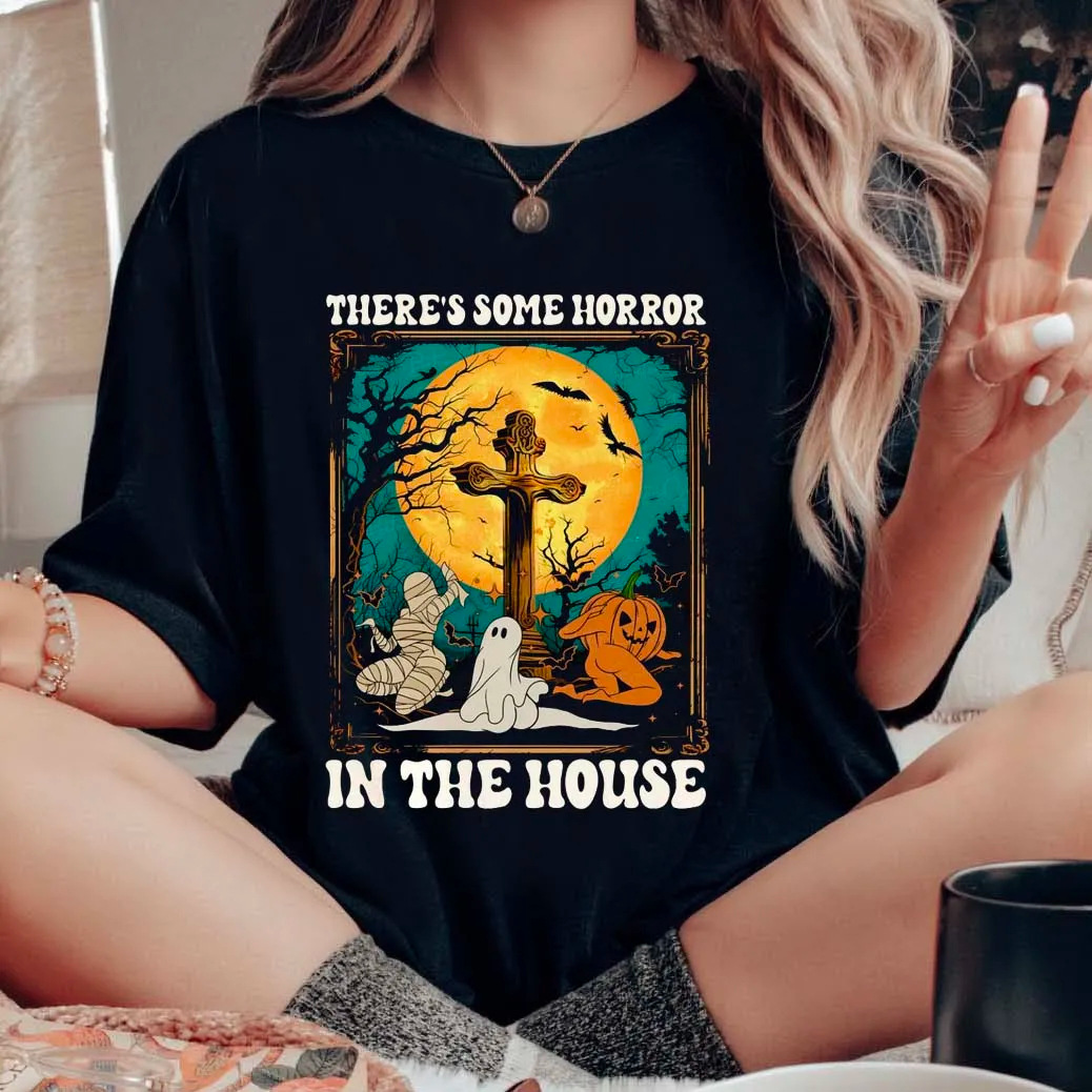 182g Weight Short Sleeve Sleeve Length Pullovers Placket Type Cotton Fabric Type Long Top Length T-shirt Tops Type Holiday Occasion Round Neck Neckline Regular Fit Fit Type Halloween Festival Pumpkin, Skull Pattern Summer, Spring Season Women's Gender Printing Design Streetwear Style Wholesale Women's Streetwear Pumpkin Skull Short Sleeve Printing T-Shirts 16