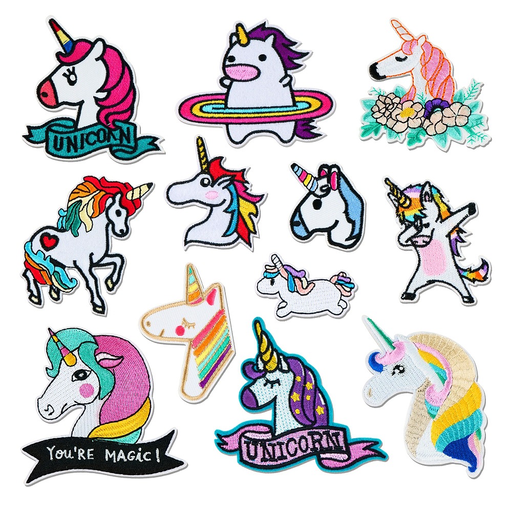 电脑绣花可爱梦幻独角兽彩虹小马DIY装饰刺绣布贴包包鞋帽补丁贴