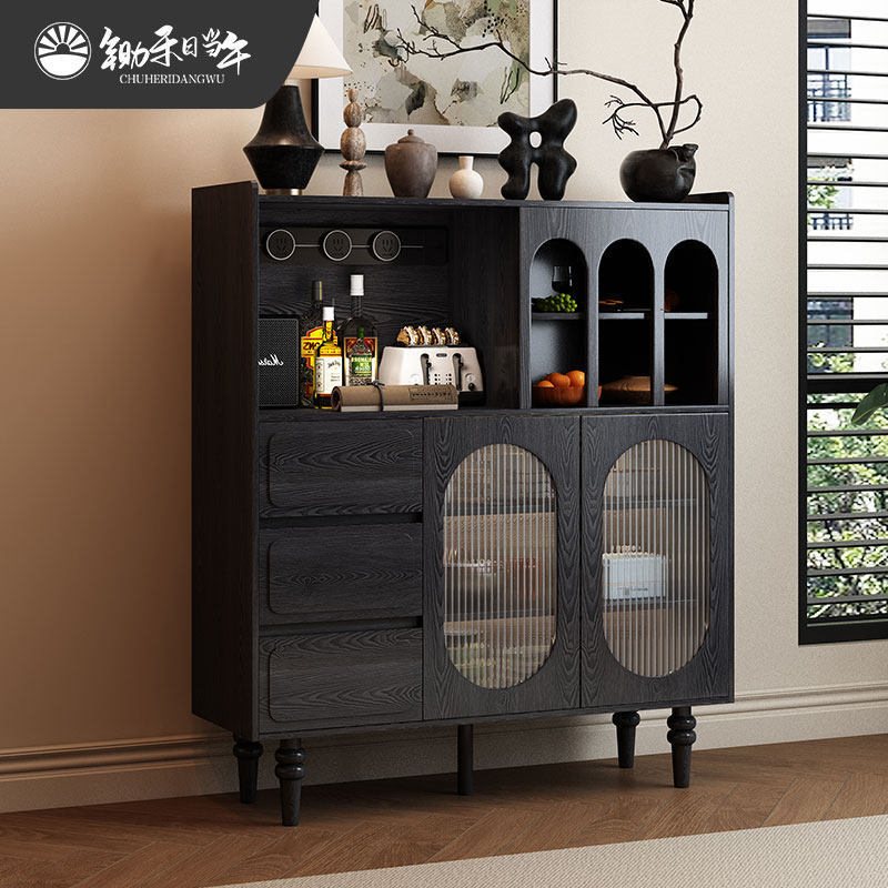 Sp511 French-Style Solid Wood Black High Cabinet Sideboard Modern Wall Storage Cabinet American-Style Living Room Home Coffee Machine Sp511 French-Style Solid Wood Black High Cabinet Sideboard Modern Wall Storage Cabinet American-Style Living Room Home Coffee Machine