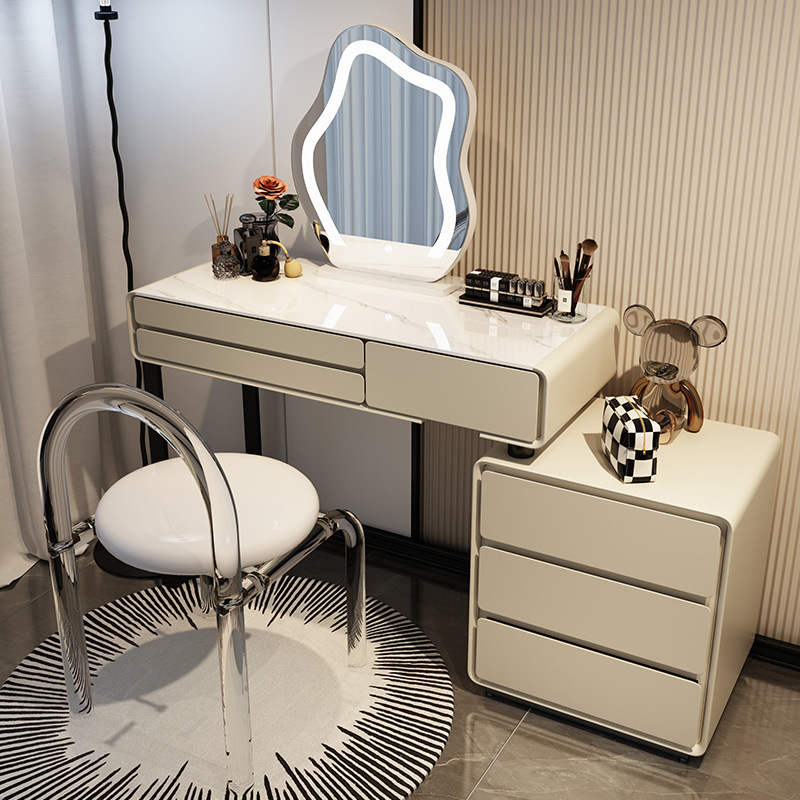 2025 nuevo estilo de lujo ligero de madera maciza cómoda dormitorio moderno simple esquina maquillaje armario de almacenamiento escritorio en uno