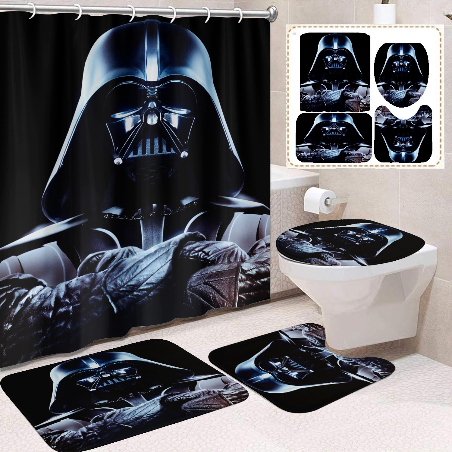 Ventas transfronterizas de Halloween cortina de baño cortina de noche terror impresión digital cortina de baño impermeable cortina de baño mayorista