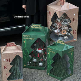 圣诞节圣诞树手提盒时尚高级节日礼物礼品透明盒橱窗手提袋批发