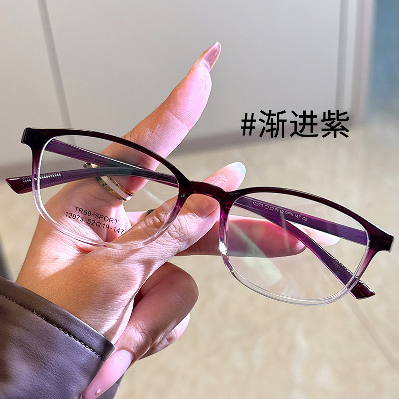 新商品の楕円枠の近視のメガネの女性は度数の高級感のすっぴんの文芸のTR90鏡の枠の平光の目の棚を配合することができます。|undefined