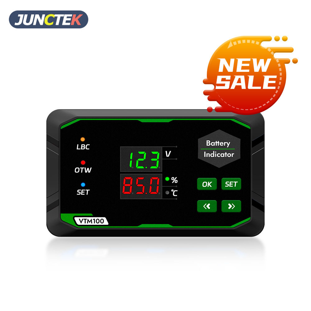 DC7-100V数码显示两线电压电量指示器电瓶三元/铁锂/酸性电池通用