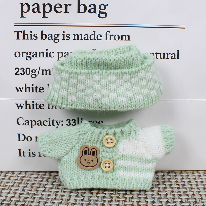 17cm muñeca labubu ropa de tela muñeca suéter sombrero de lana muñeca set