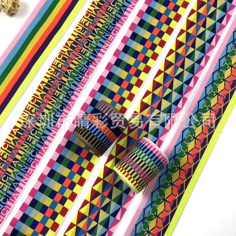 Banda elástica de color de nylon directo de fábrica estilo étnico jacquard banda elástica accesorios de ropa banda elástica banda de Goma elástica
