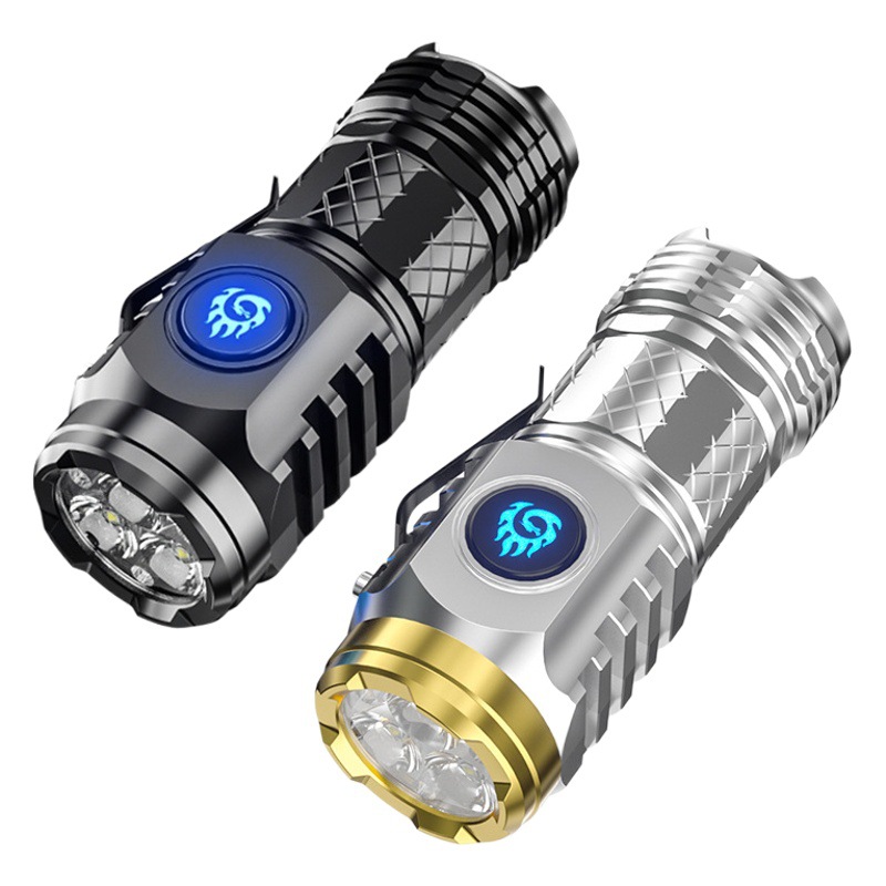 Inversa Yang láser blanco fuerte luz súper brillante hogar recargable al aire libre portátil de largo alcance linterna monstruo de tres ojos linterna