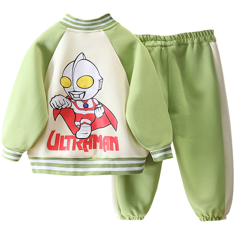7782 ropa para niños, traje de primavera para niños, traje de béisbol a juego para niños de estilo occidental, traje de dos piezas de marca de moda casual de primavera y otoño