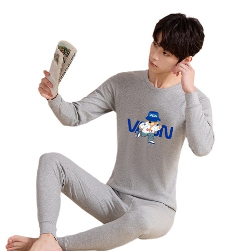 Teenage autumn clothes and long trousers set pure cotton thin section junior high school students boys middle and older children thermal underwear wholesale dropshipping