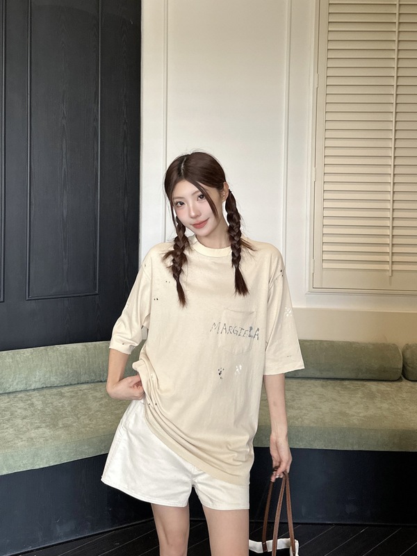 Maiso ウォッシュ加工 ダメージ加工 Tシャツ Nanyou 高品質 Maiso* Margiel* ポケットプリント 半袖|undefined