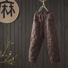 2025年新款纯色菱格压线羽绒裤女外穿时尚加厚保暖休闲裤工厂直批