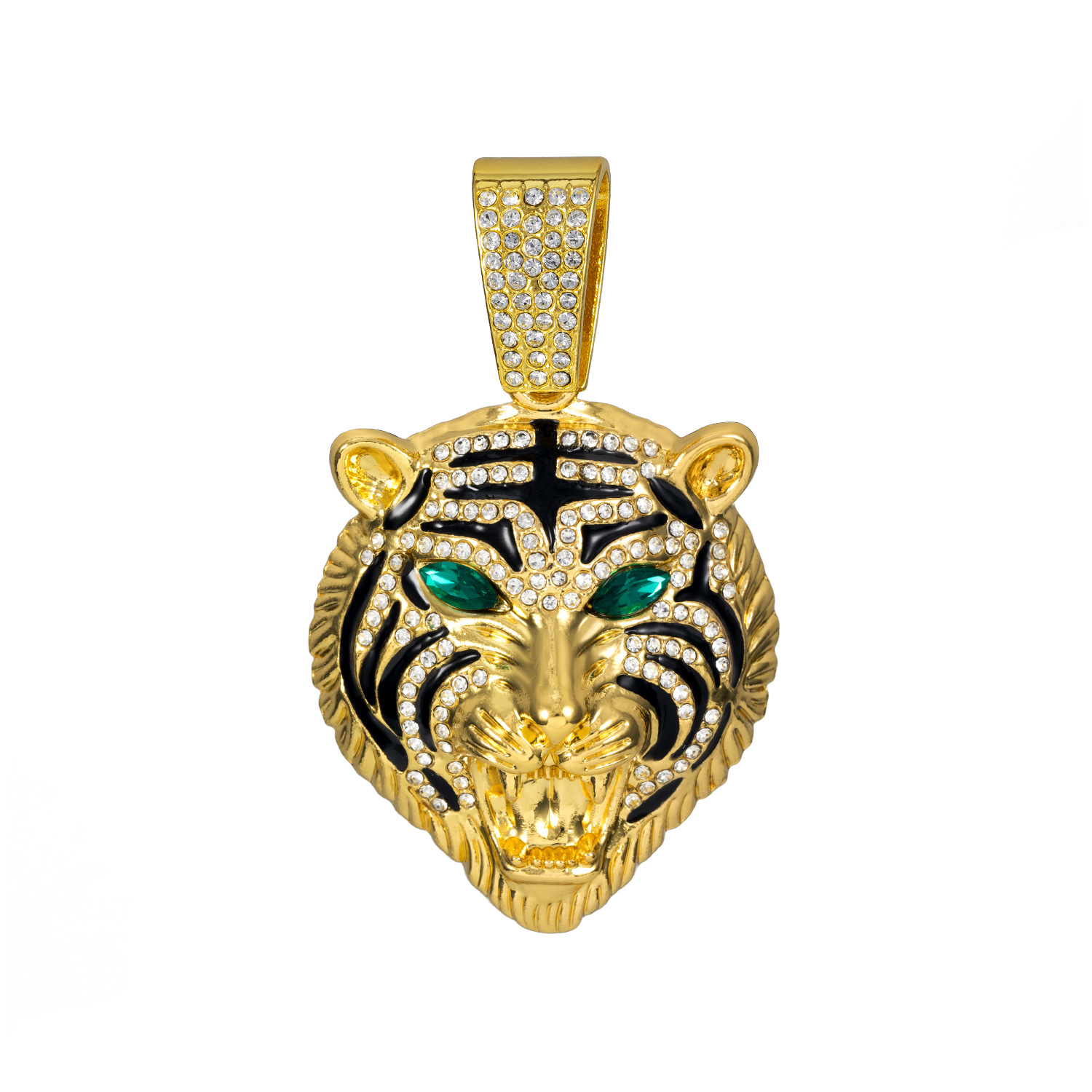 Heren cubaanse schakelketting met tijgerkop hanger_voghion.com