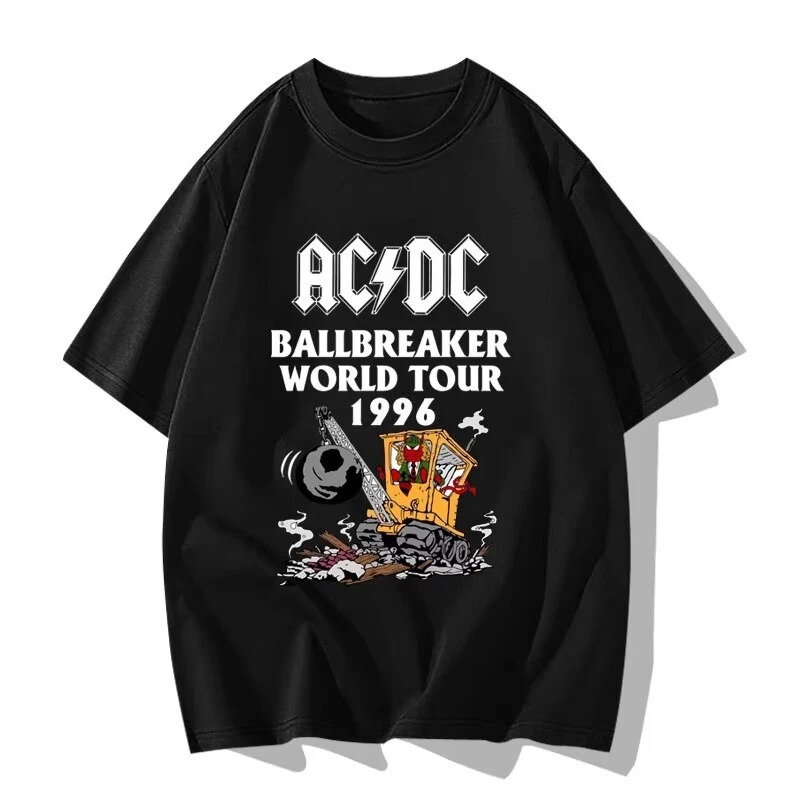 European Size T-Shirt and Hip-Hop Cotton] European Size 2025 [Fan Kidsren's Street Rock Acdc Cotton Printed Team T-Punk