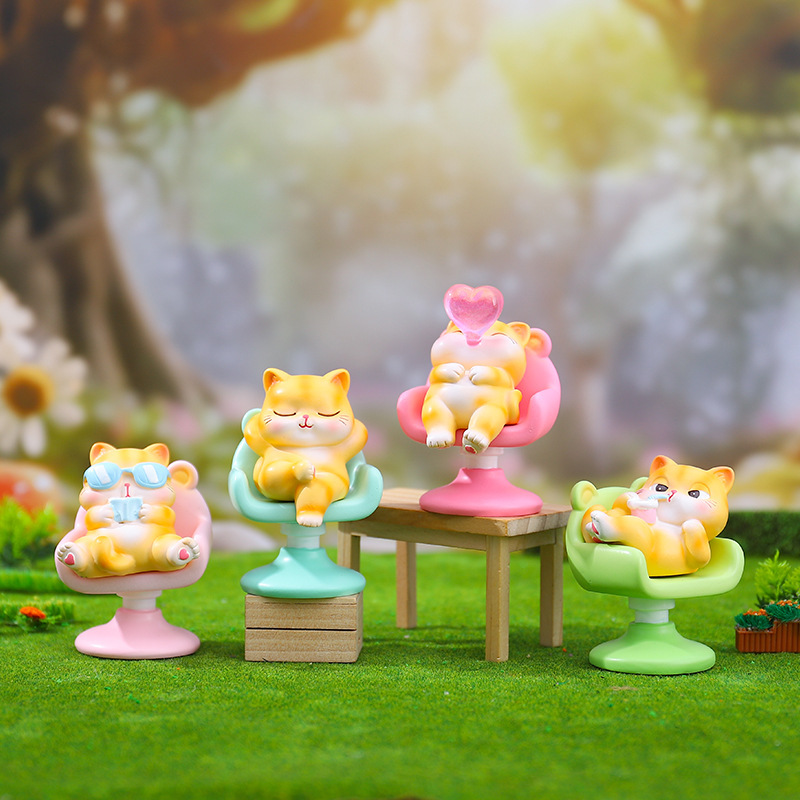 创意卡通橘猫所椅快乐盲盒桌面摆件可爱萌宠车载装饰生日礼物批发|undefined