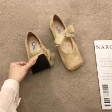 法式平底芭蕾舞方头单鞋女2024新款春秋玛丽珍晚晚温柔高颜值鞋子