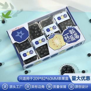 High-grade blueberry packaging box empty box blueberry string fruit box 200g four boxes of large capacity original design printable logo