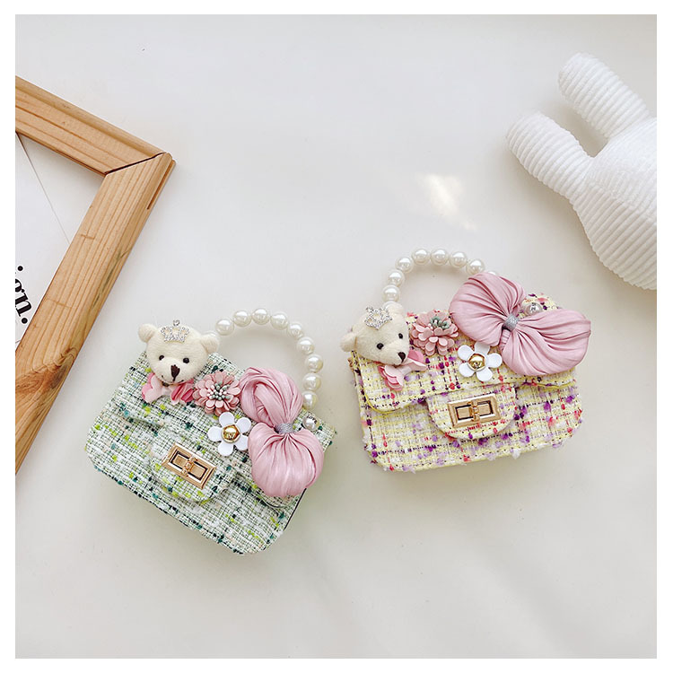 Children's One-shoulder Diagonal Bag Pearl Portable Coin Purse Bear Bow Cute Accessory Bag Wholesale display picture 17