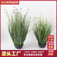 网红新款韭菜花植物盆栽仿真绿植高端轻奢花植摆件装饰假花树批发