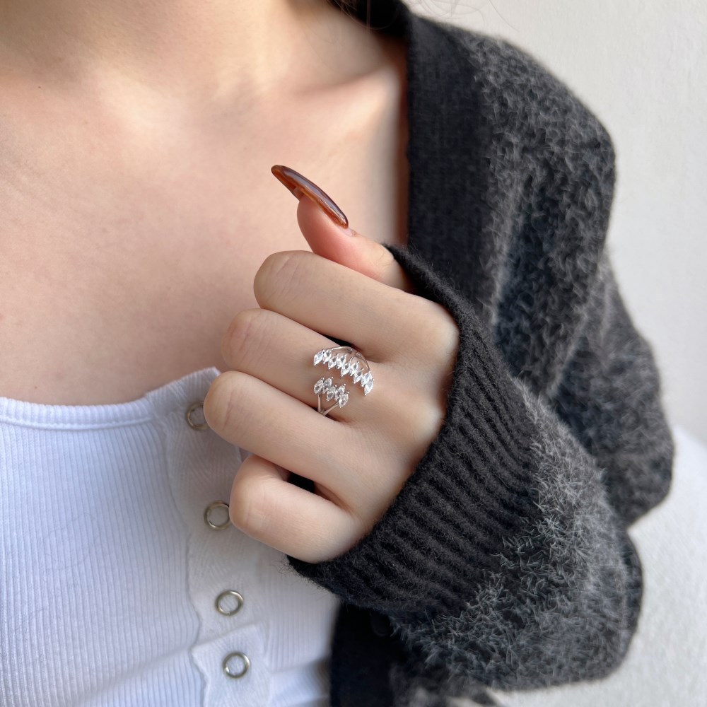 6g Weight Zircon Inlay Material Rings Classification 5, 9, Adjustable Ring Size 1 Piece Quantity Holiday, Daily Occasion 925 Sterling Silver Material Geometric Pattern Women's Gender Plating, Inlay Design Basic, Modern Style, Classic Style Style 925 Sterling Silver Zircon Geometric Rings 11