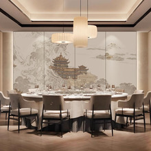 新中式电视背景集成板简约客厅沙发卧室墙板酒店餐厅山水画碳晶板