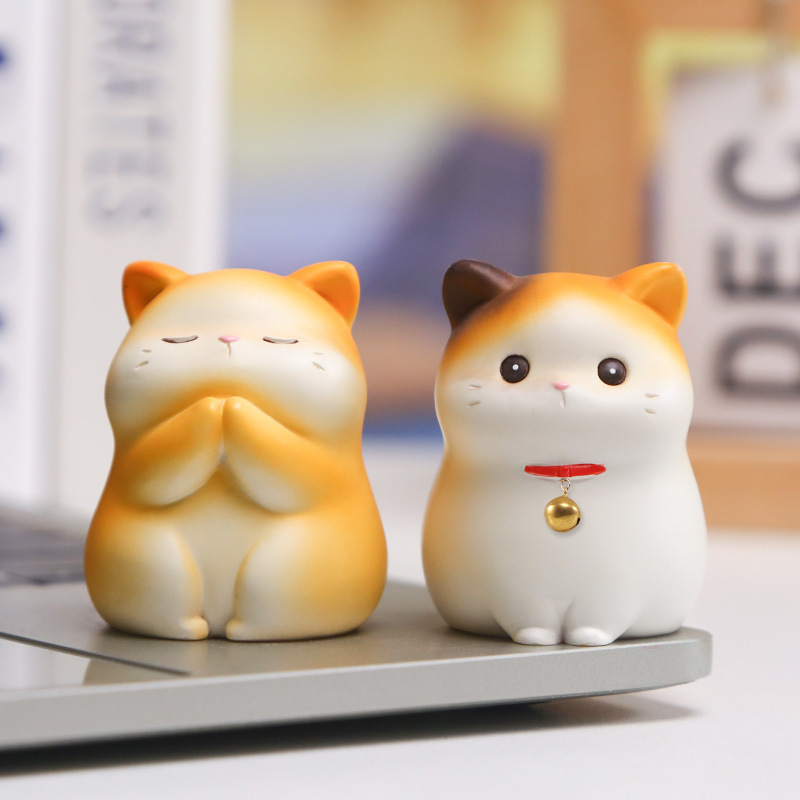 卡通福瑞猫猫摆件 萌趣可爱招财猫树脂摆件办公室桌面树脂工艺品|undefined