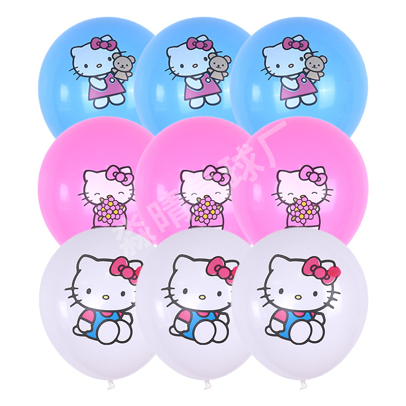 Cross-border Hello Kitty decorative balloons children's toy birthday party decoration 12-inch latex cartoon balloon