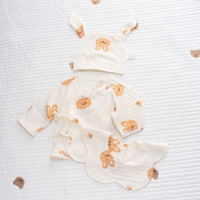 Summer Newborn Baby Pure Cotton Clothes Baby 100% Cotton Belly Protection Half Back Bodysuit Monk Robe Home Wear