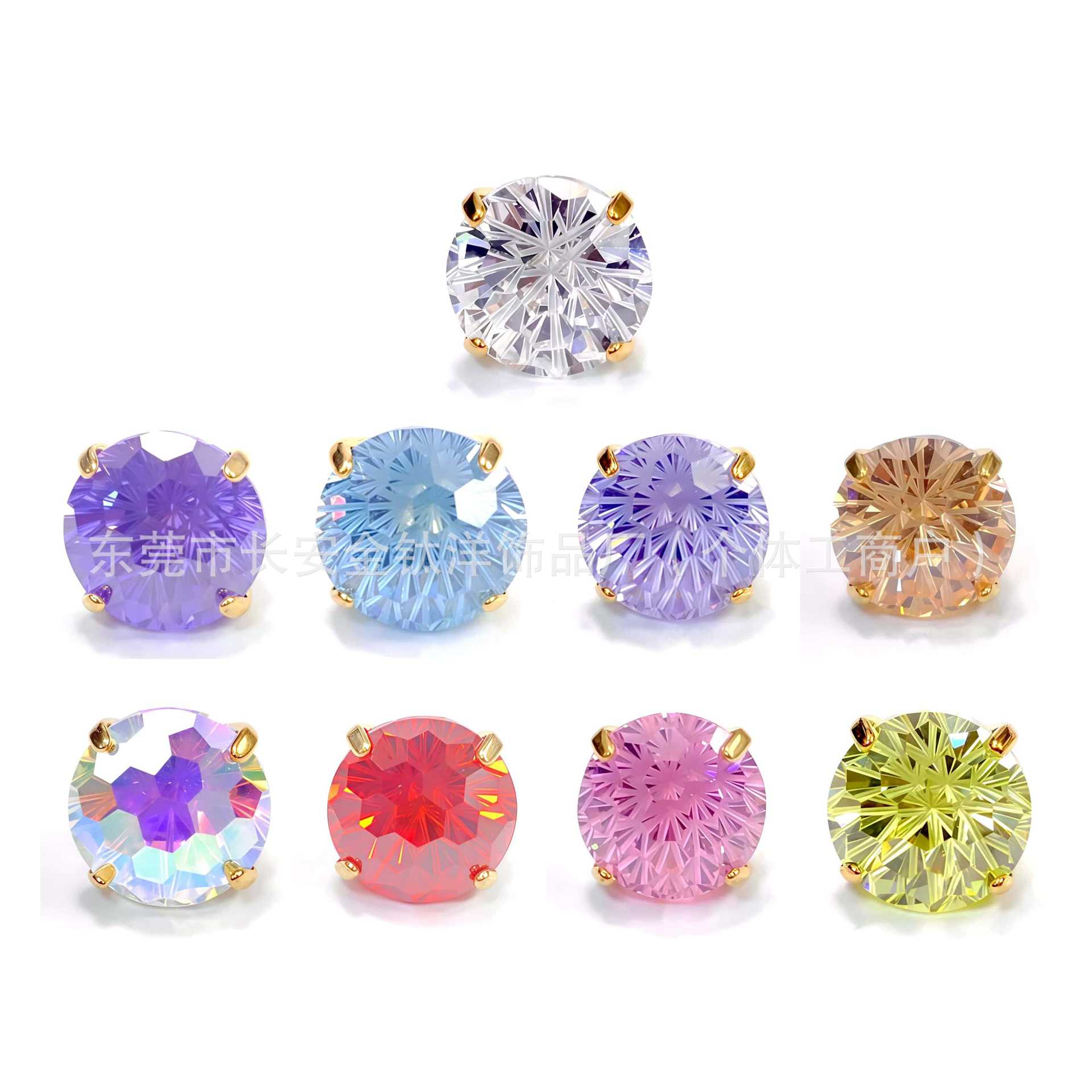 F136 Titanium Gold-Plated Internal Thread Round Bottom Fireworks Zircon Ear Stud Ear Bone Nail G23 Alloy Body Piercing Jewelry detail image 8