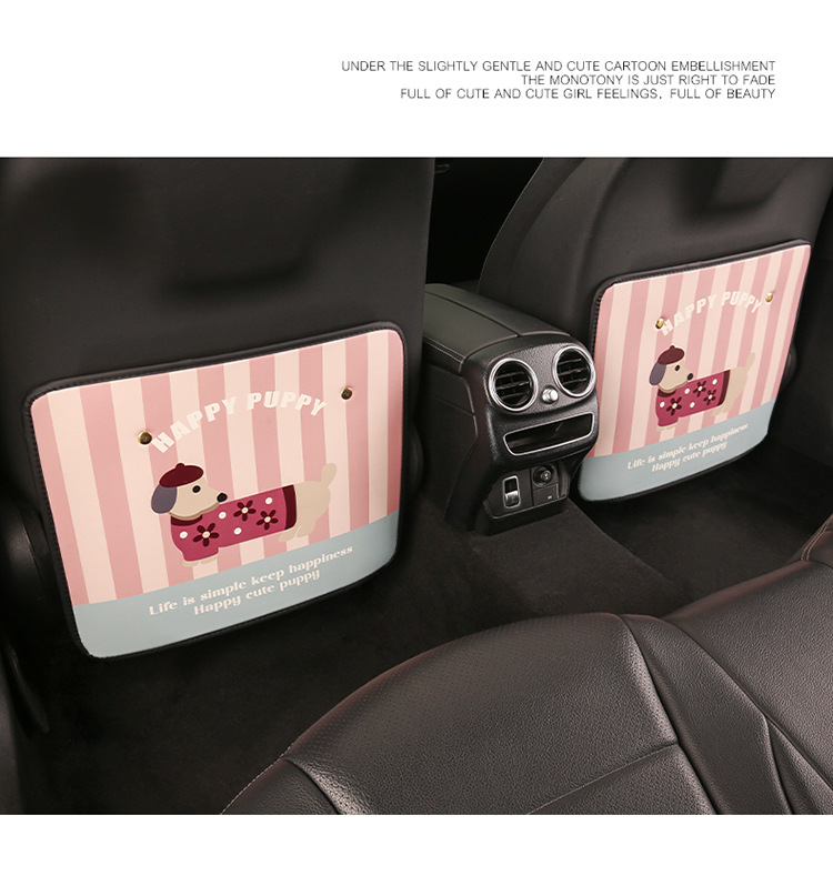 Striped Dachshund Short Anti-Kick Pad Cartoon Cute Dog Four Seasons Car Seat Back Anti-Dirt Pad Anti-Scratch
