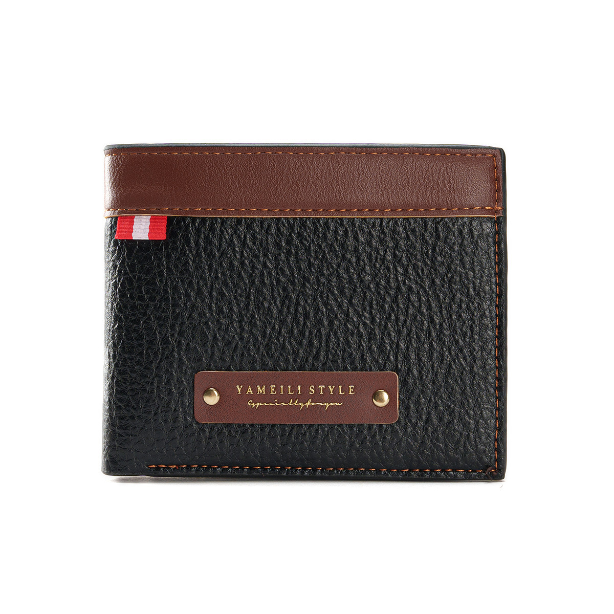 Nueva billetera para hombre, billetera corta para hombre, billetera suave con patrón de lichi casual de moda, billetera pequeña de gran capacidad con múltiples asientos para tarjetas