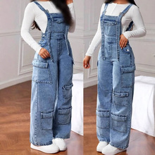 jeans女士牛仔长裤工装裤多口袋阔腿Cargo pants wholesale