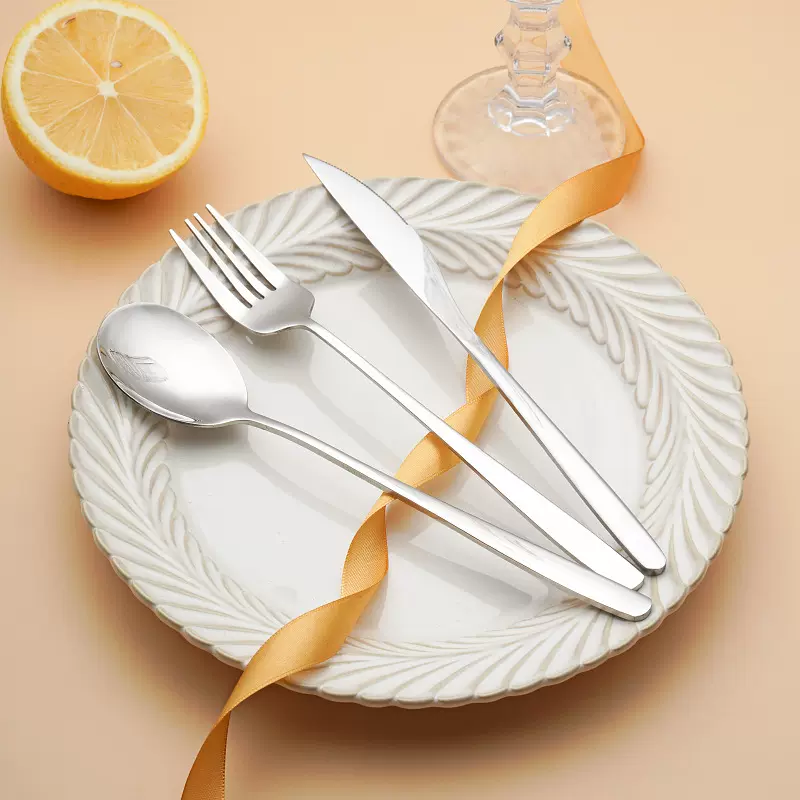 批发304不锈钢刀叉勺餐厅西餐具牛排刀叉经典光身家用韩式刀叉勺