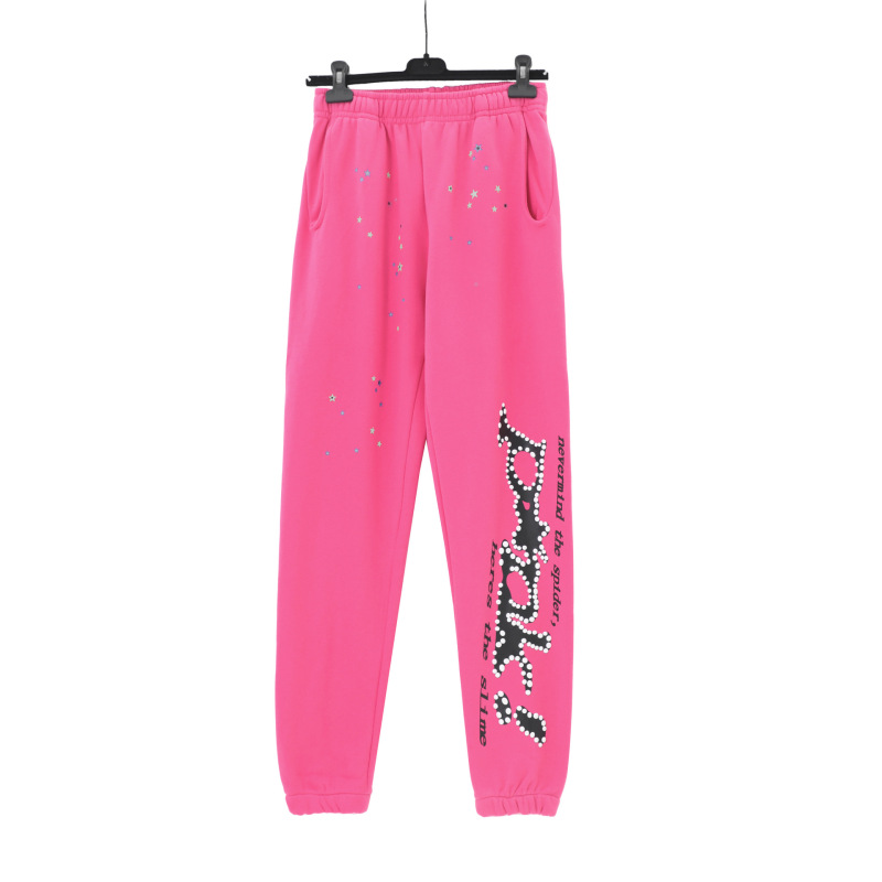 外国貿易Sp1derヒップホップ歌手と同じスタイルのフォームレター555カップル用フード付きパーカーPinkスウェットシャツ|undefined