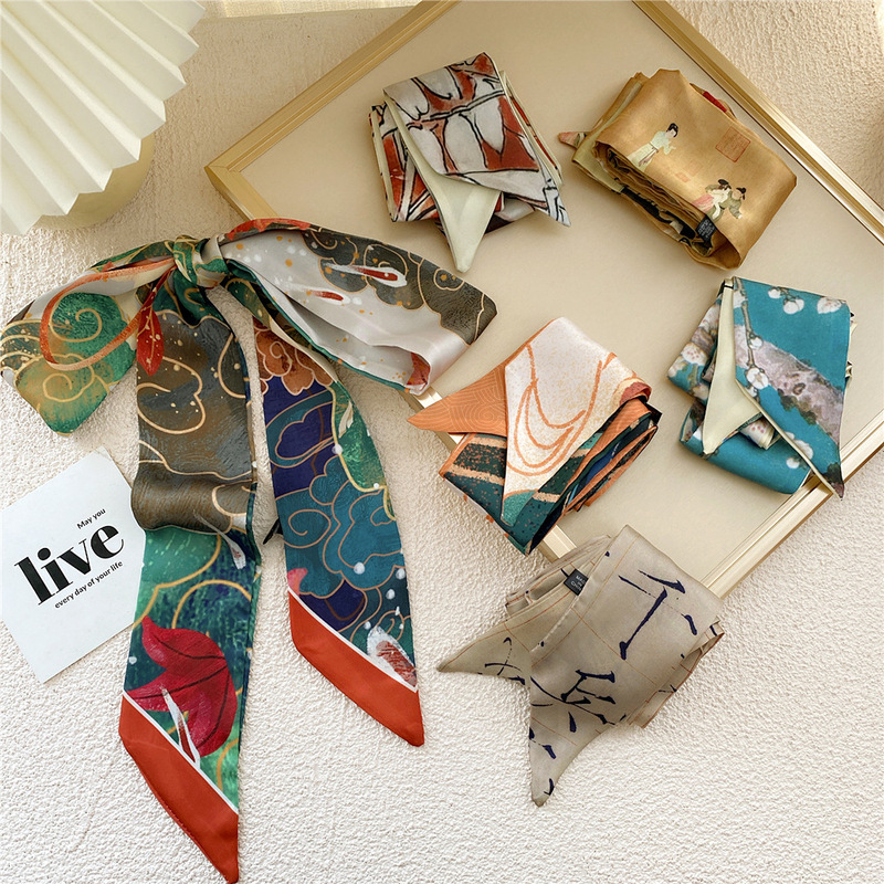 Long Silk Scarf Women's Spring and Autumn Bag Thin Narrow Ribbon Hair Woven Ribbon Tie Bag Long Belt Tie Hair Woven Belt Long Silk Scarf Women's Spring and Autumn Bag Thin Narrow Ribbon Hair Woven Ribbon Tie Bag Long Belt Tie Hair Woven Belt