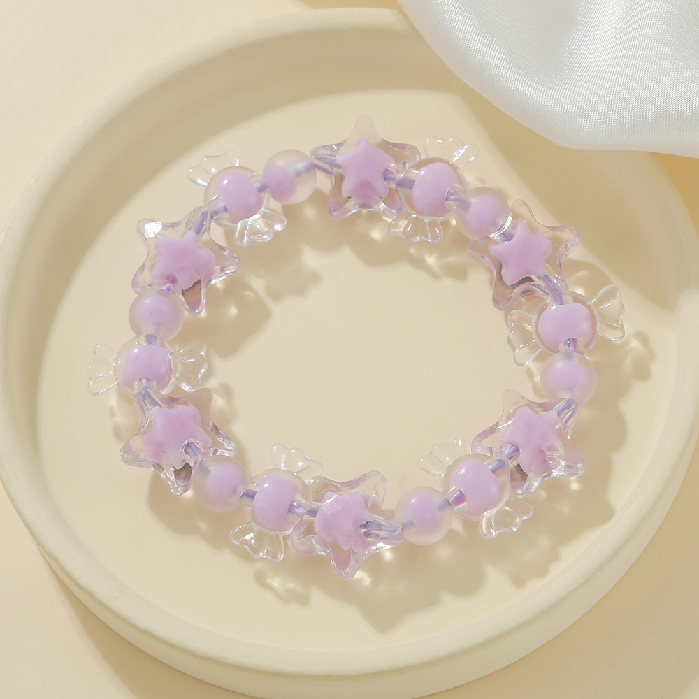 2024 New Five-Pointed Star Candy Bracelet Beaded Bracelet Women's Student Bracelet Cute Bracelet Jewelry Accessories