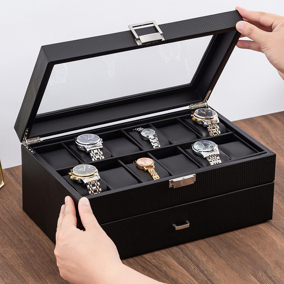 Caja Organizadora de Relojes, Joyas y Lentes de Madera para Almacenamiento y Exhibición