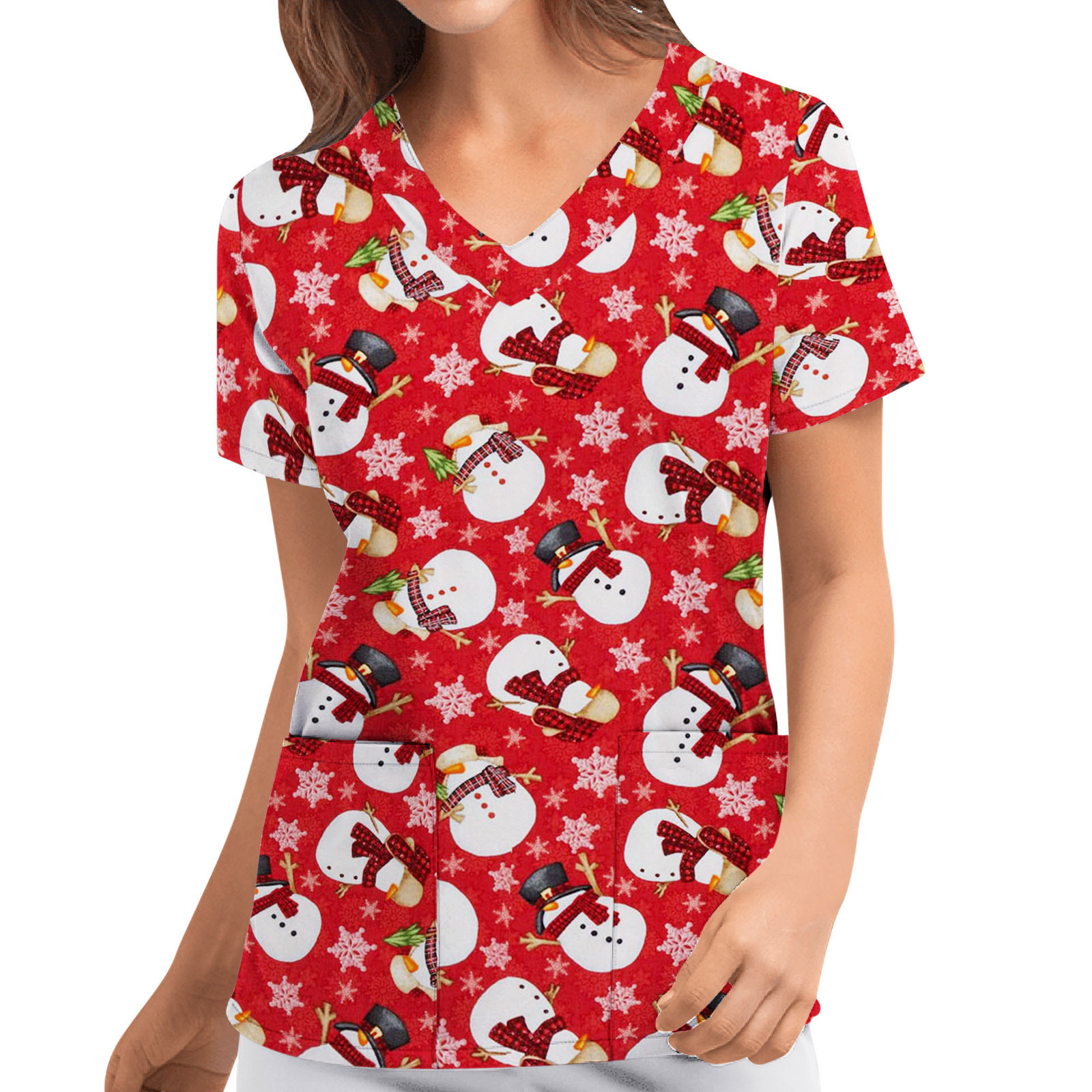 Pullovers Placket Type Regular Sleeve Sleeve Type Wholesale Women'S Christmas Printing Short Sleeve Printing T-Shirts