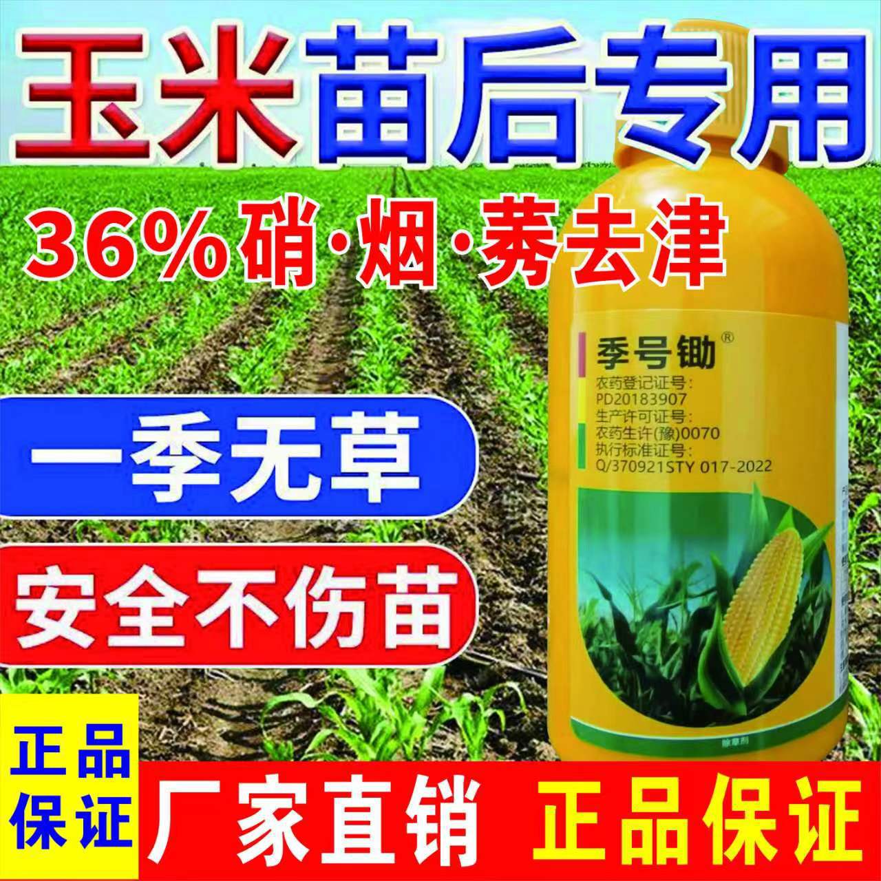 玉米除草剂36%硝烟莠去津高含量玉米田苗后除草剂禾阔双除封杀性