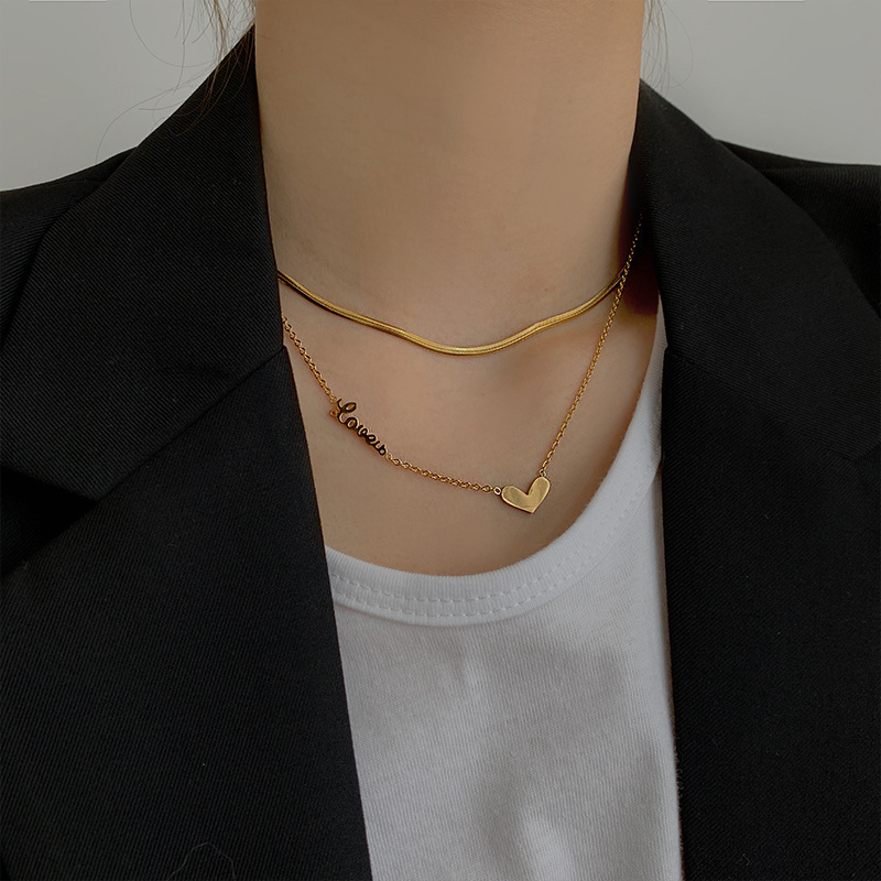 Layered Necklaces Classification Elegant Heart Shape Titanium Steel Plating Layered Necklaces