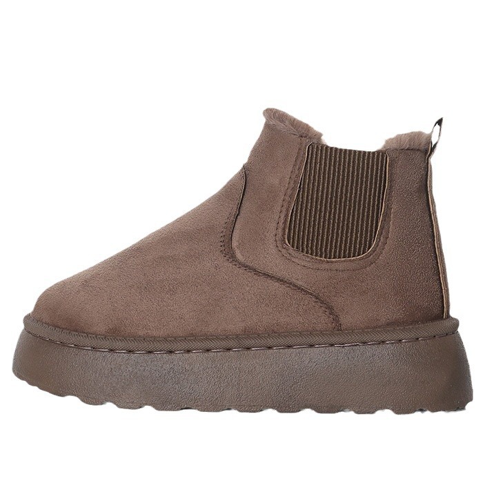 Warm snow boots thickened students a slip-on elastic short cotton boots women's shoes_voghion.com